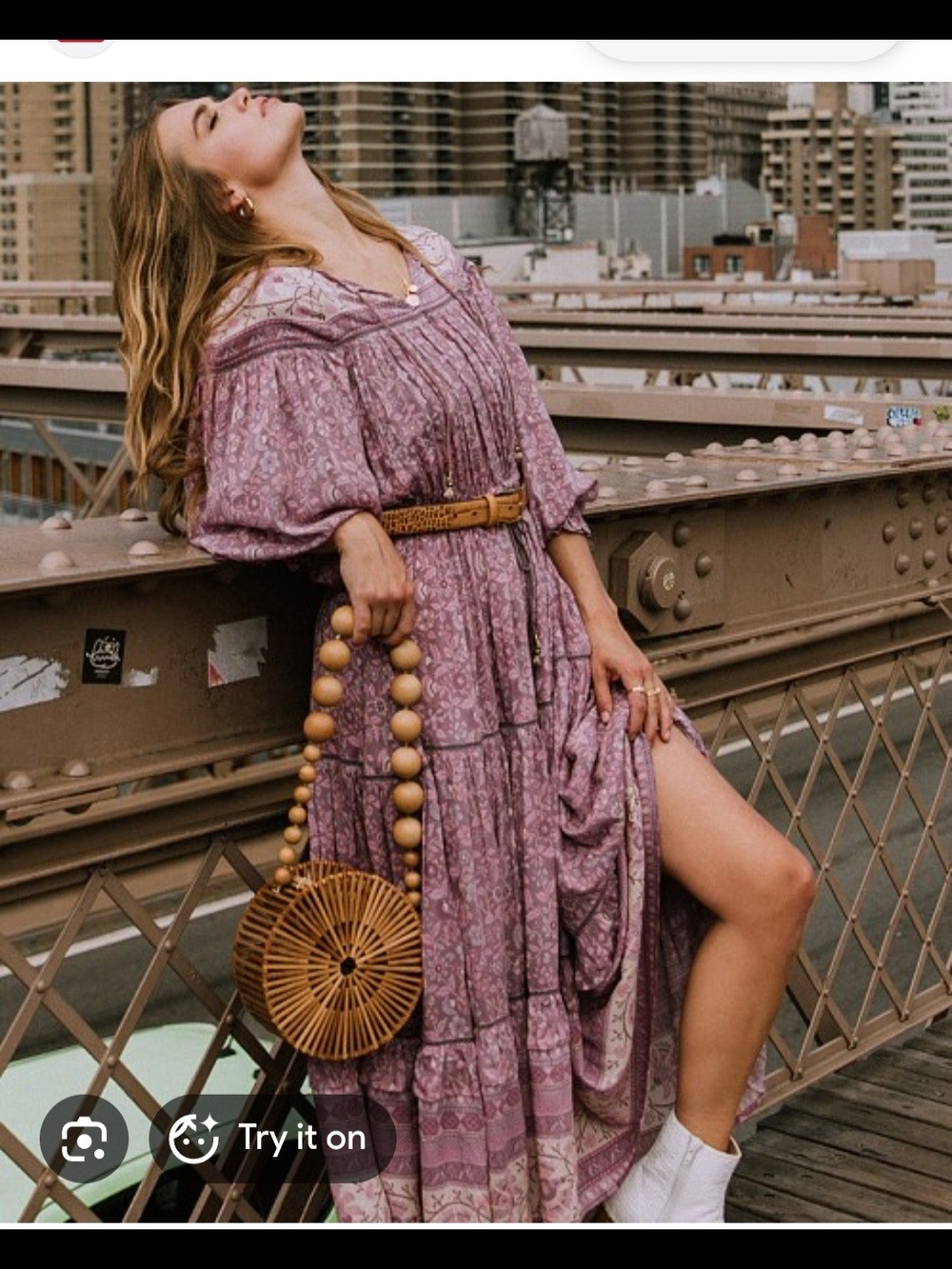 Nwot Spell Lavender Dahlia Garden Party Midi Boho Tiered Dress